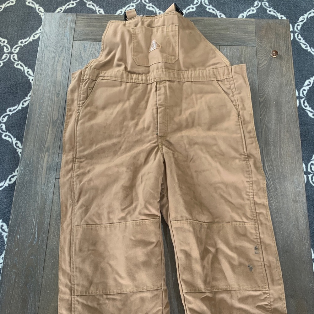 🔥 MEN'S HEAVYWEIGHT FR INSULATED BROWN DUCK BIB OVERALL WITH WAIST ZIP 🔥